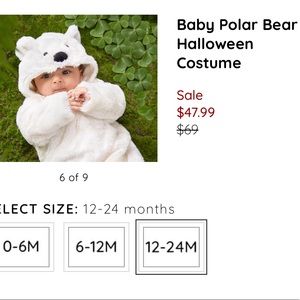 Pottery barn polar bear costume 12-24 months